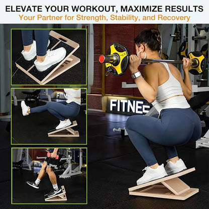 TEMI Slant Board for Calf-Stretching - Wooden Incline Wedge Stretcher for Squats, Foot & Ankle