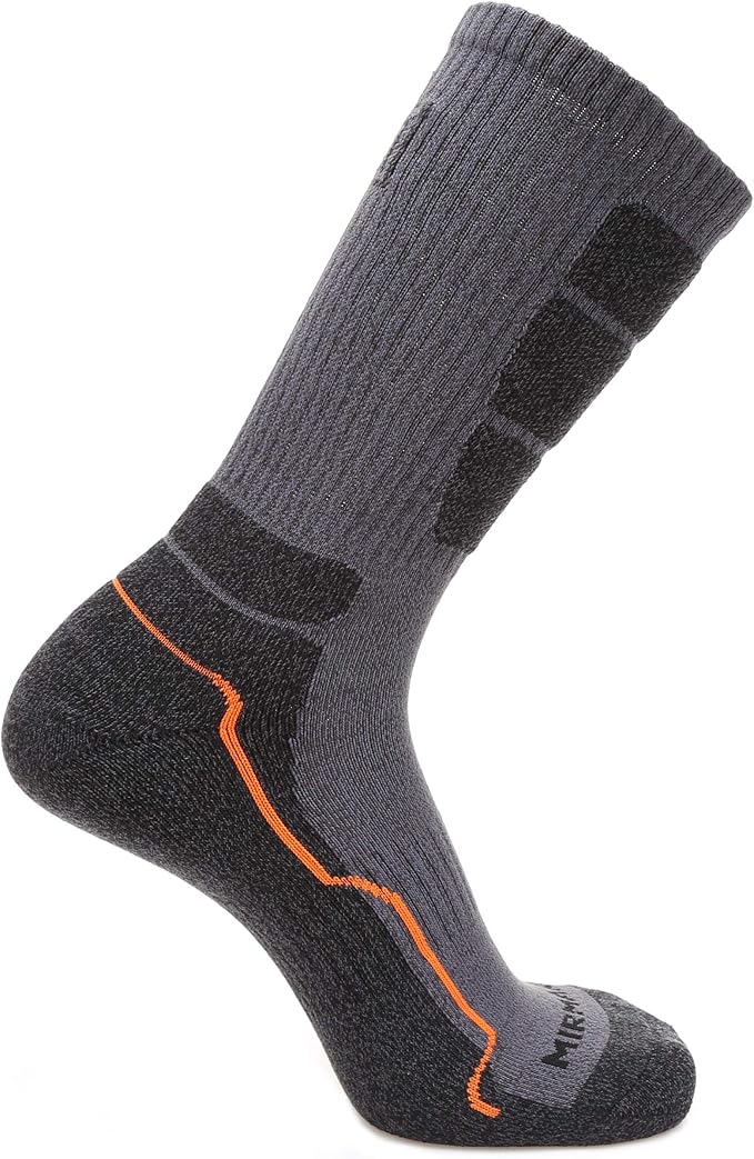 MIRMARU Men's 5 Pairs Hiking Outdoor Trail Running Trekking Moisture Wicking Cushion Crew Socks