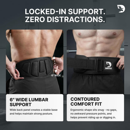 DMoose Fitness Weight Lifting Belt for Squats, Deadlift & Intense Workout - 6" Adjustable Fit Auto