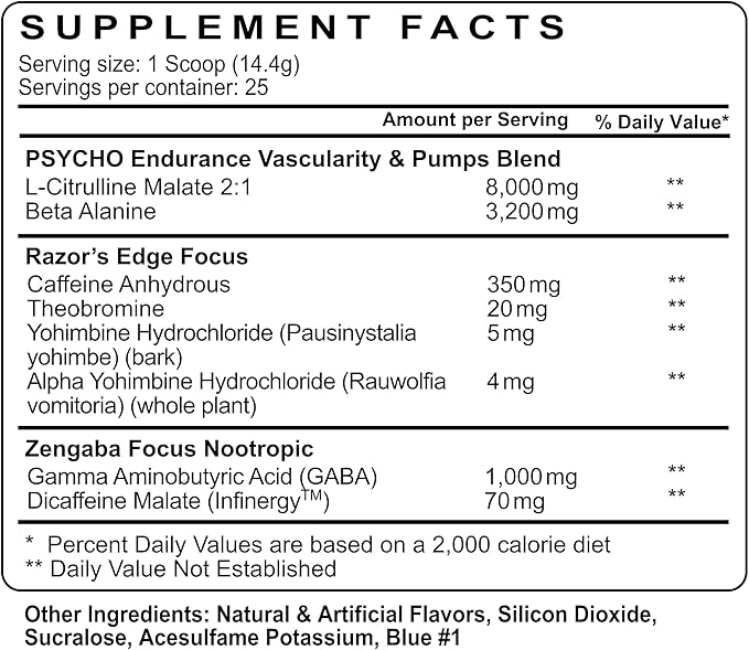 Psycho Pharma Strongest High Stim Preworkout Powder - Edge of Insanity - Most Intense Pre Workout
