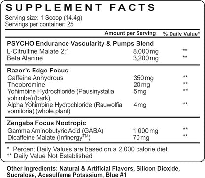Psycho Pharma Strongest High Stim Preworkout Powder - Edge of Insanity - Most Intense Pre Workout