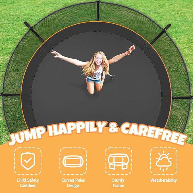 Trampoline 8FT 10FT 12FT 14FT 16FT, Outdoor Trampolines for Kids and Adults, Recreational
