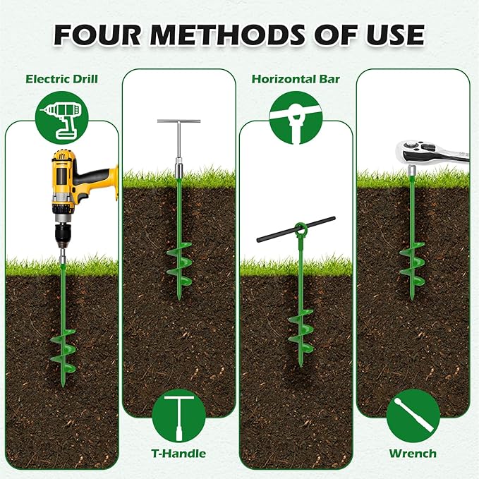 4 Pcs 18" Fully Welded Ground Anchors Shed Anchors Kit with 1/8" Galvanized Cable & Turnbuckles &