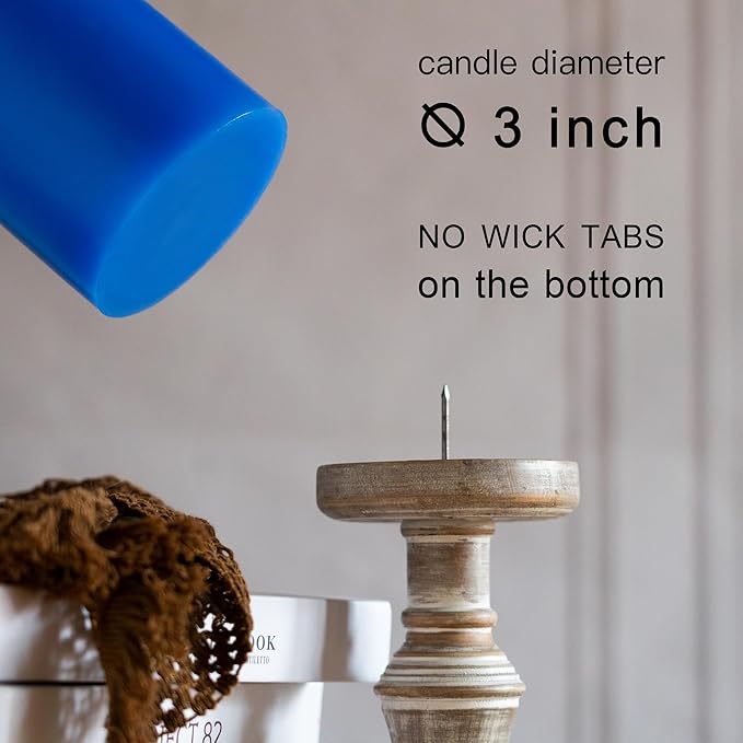 MOZEAL 3" x 4" Hand-Poured Unscented Candle,Dripless Pillar Candle Set of 3,Long Clean