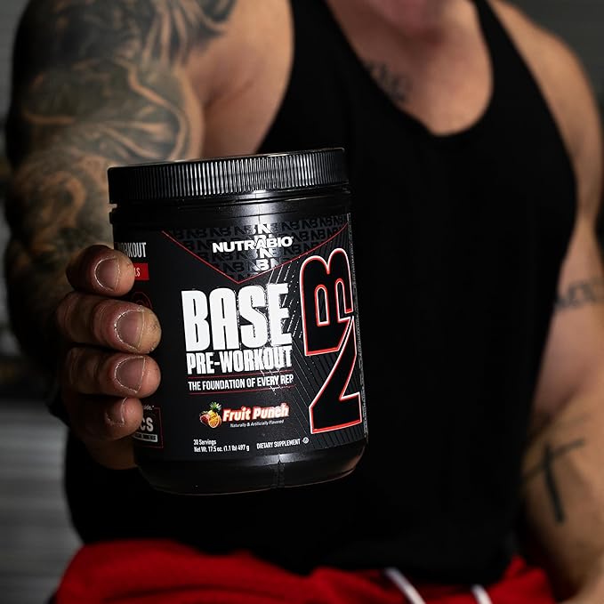 NutraBio Base Pre-Workout Powder 200mg Caffiene, Sustained Energy, Focus, Endurance, Pump, Sugar