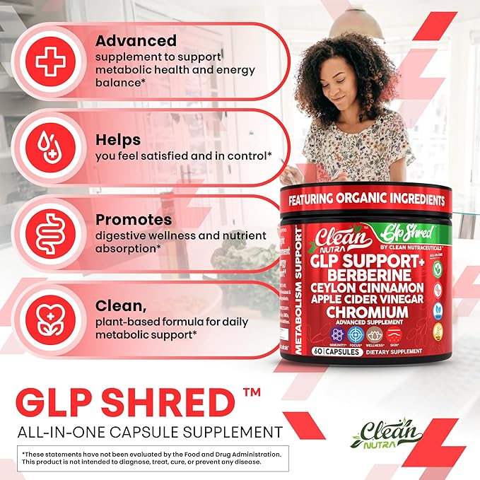 GLP1 Supplement Berberine Ceylon Cinnamon Apple Cider Vinegar Chromium Turmeric PCOS Supplements