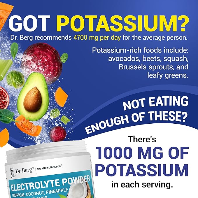 Dr. Berg Zero Sugar Hydration Keto Electrolyte Powder - Enhanced w/ 1000 mg of Potassium & Real