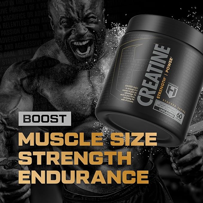 HOSSTILE Creatine Monohydrate Powder for Men & Women, Micronized, Improve Muscle Size, Strength &