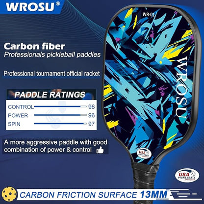 Carbon Fiber Pickleball Paddles Set of 4 or 2 Rackets,USAPA Approved Carbon Fiber Surface Pickle