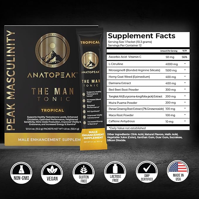 Male Enhancing Supplement Powder ??Testosterone Supplement for Men with Tongkat Ali, Maca Root