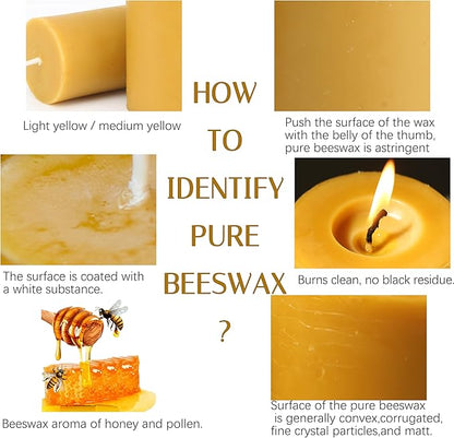 6 Packs Natural Beeswax Candles, 100% Pure Beeswax Pillar Candles for Emergency Prayer Home Decor