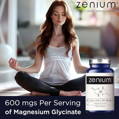 Zenium - Magnesium Glycinate 600 mg per Serving, 120 Capsules | Relieve Stress, Tension, Worry