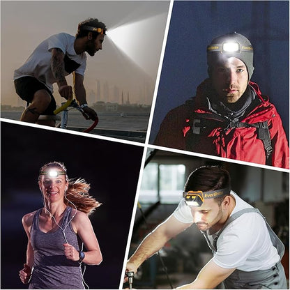 EverBrite Rechargeable Headlamp - 350 Lumens Headlight with Red/Green Light and Tail Light, 7