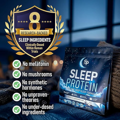 SleepProtein??The First High Protein Magnesium Sleep Aid Calm Drink, Melatonin-Free, Natural