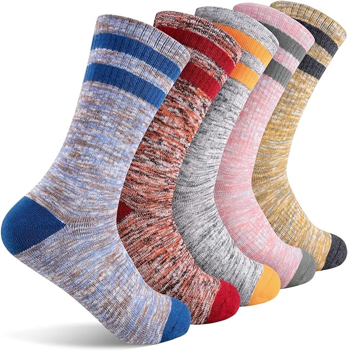 FEIDEER Hiking Walking Socks For Women, Multi-pack Outdoor Recreation Socks Moisture Wicking Crew