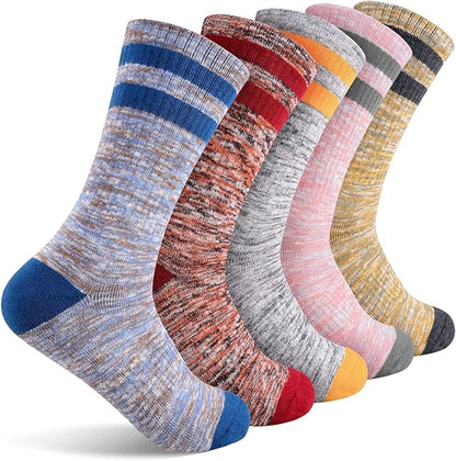 FEIDEER Hiking Walking Socks For Women, Multi-pack Outdoor Recreation Socks Moisture Wicking Crew