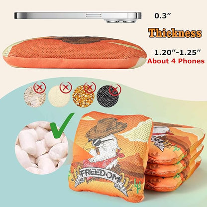EunHo Cornhole Bags Regulation Dual Sided Set of 8, Professional Cornhole Bean Bags Slick & Sticky