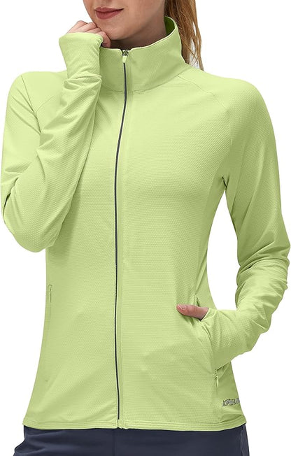 Women's UPF 50+ UV Sun Protection Clothing Long Sleeve Athletic Hiking Shirts Lightweight SPF Zip