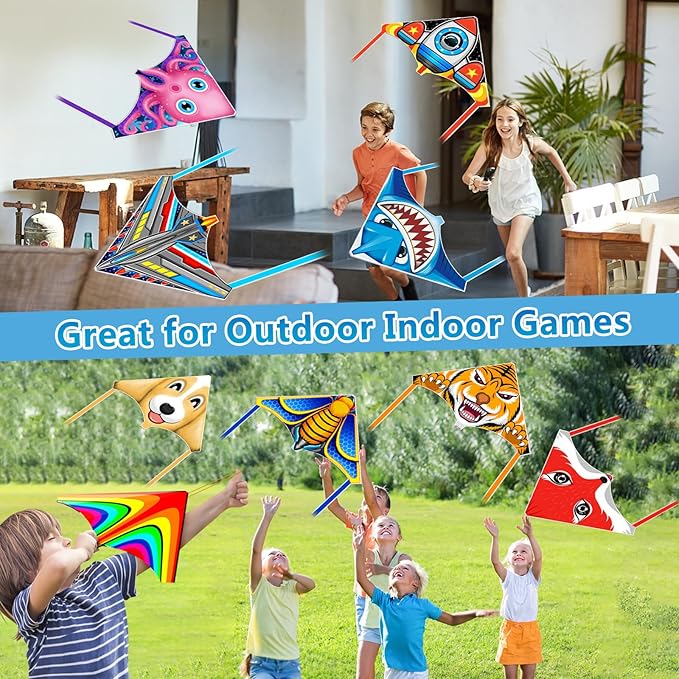 8 Pack Mini Kites for Boys Girls 3-5 6 7 8 Gift & Party Favors, Finger Launcher Kites Easy to Fly