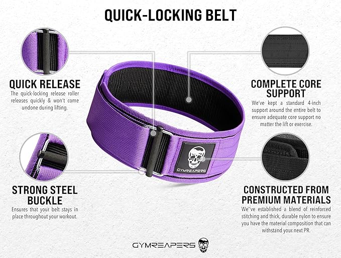 Gymreapers Quick Locking Weight Lifting Belt for Men Gym Belt for Powerlifting Deadlift Belt with 4