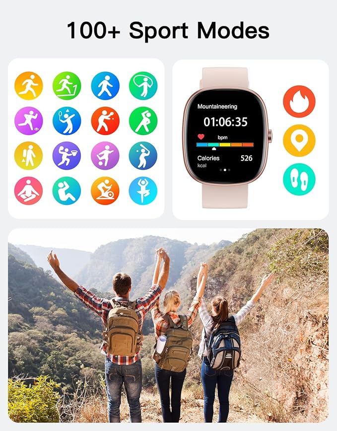 Fitness Tracker 2025 Ver. (Answer/Make Calls), 1.85" Smart Watch Fitness Watches for Women Men with