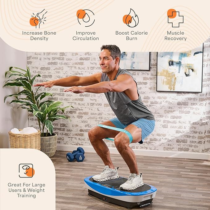 Lifepro Rumblex Max 4D Black Vibration Plate Exercise Machine with Loop Resistance Bands for Home