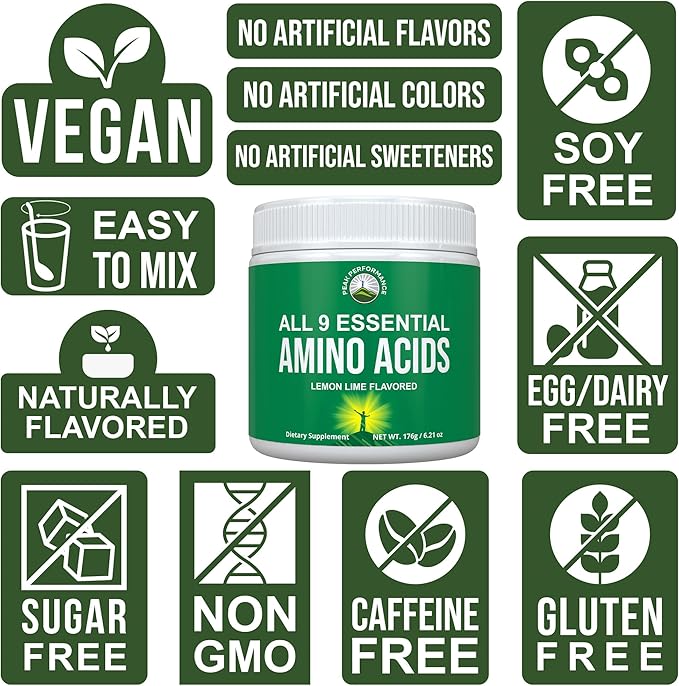 All 9 Essential Amino Acids Powder with 26 Clinical Studies. EAAs 32X Effective vs BCAA / BCAAS