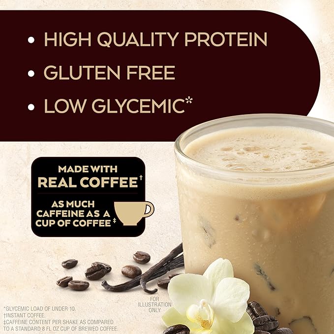 Atkins Iced Coffee Vanilla Latte Protein Shake, 15g Protein, Low Glycemic, 4g Net Carb, 1g Sugar