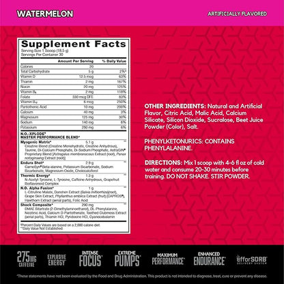BSN N.O.-XPLODE Pre Workout Powder, Energy Supplement for Men and Women with Creatine and