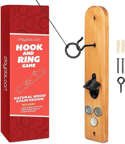 Play Platoon Hook and Ring Toss Bar Game for Adults - Wood Toss Ring Game for Adults - Perfect