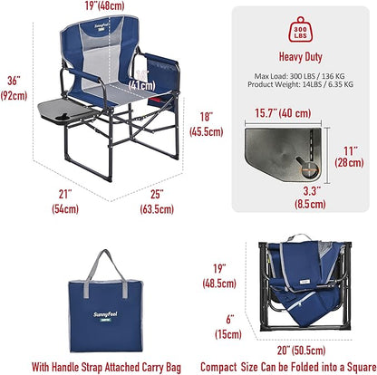 SUNNYFEEL Oversized Camping Directors Chair, Portable Folding Lawn Chairs for Adults Heavy Duty