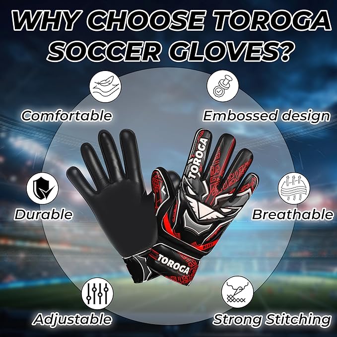 Goalkeeper Gloves for Kids & Youth – Soccer Goalie Gloves, Strong Latex Grip, Double Wrist Support