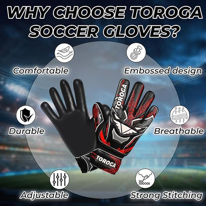 Goalkeeper Gloves for Kids & Youth – Soccer Goalie Gloves, Strong Latex Grip, Double Wrist Support