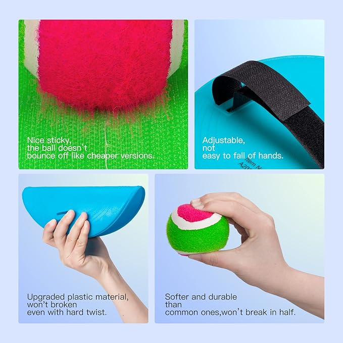 EVERICH Upgraded Toss and Catch Ball Game Set - Indoor and Outdoor Games for Kids 3-12, Beach Sand