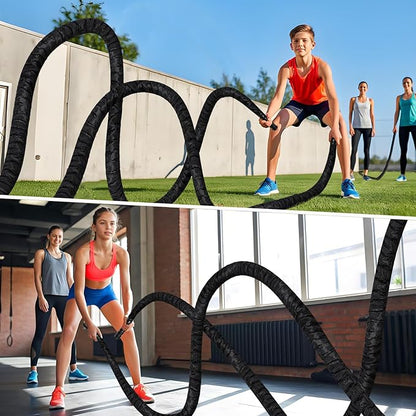 Battle Ropes for Home Gym, Exercise Rope 1.26/1.5inch, 30 40FT Heavy Battle Rope Weighted Battle