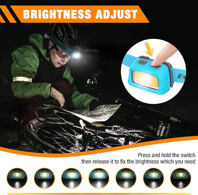 EverBrite Rechargeable Headlamp, 350 Lumens Headlamp with Red Light and Memory Function, 7 Modes