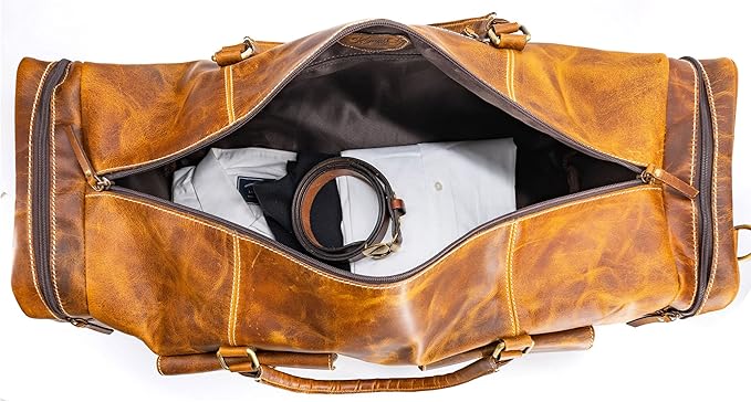 KomalC 28 inch Duffel Bag Travel Sports Overnight Weekend Leather Duffle Bag for Gym Sports Cabin