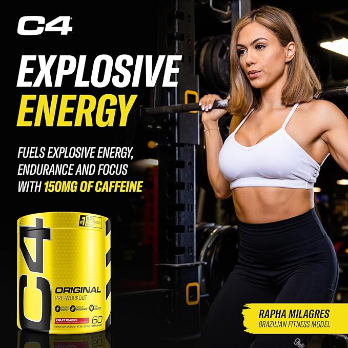 C4 Original Pre Workout Powder Fruit Punch - Vitamin C for Immune Support - Sugar Free Preworkout