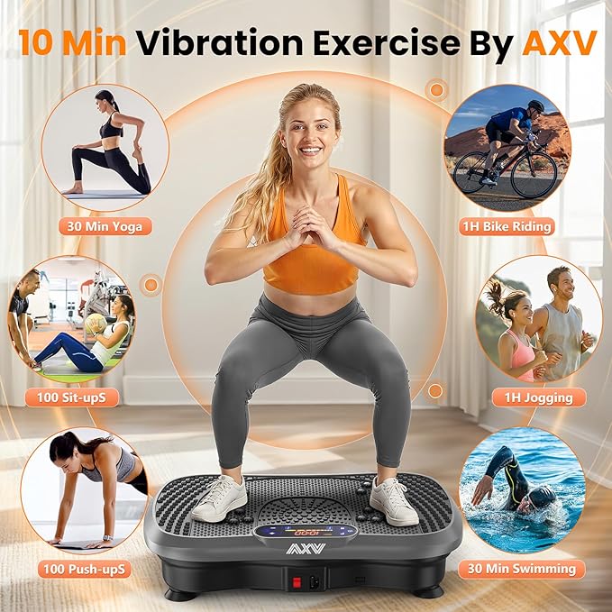 AXV Vibration Plate Fitness Platform Exercise Machine Vibrating Shaking Full Body Shaker Workout