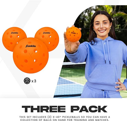Franklin Sports X-40 Outdoor Pickleballs - Official Ball of USA Pickleball, APP Tour + US Open