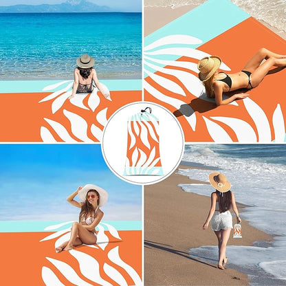 Beach Blanket Waterproof Sandproof, 78”x 86” Outdoor Beach Mat for 1-4 Adults, Quick Drying