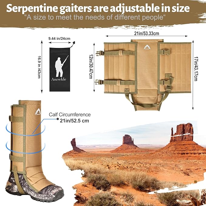 Snake Gaiters Waterproof Lower Legs Snake Guards Snake Guards Bite Protection Adjustable Snake