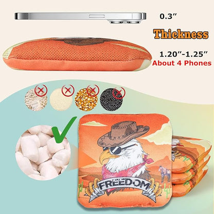 EunHo Cornhole Bags Regulation Dual Sided Set of 8, Professional Cornhole Bean Bags Slick & Sticky