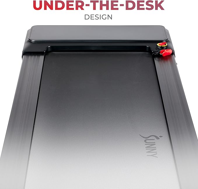 Sunny Health & Fitness Sleek Compact Smart Treadpad Treadmill with 6-Level Auto Incline, Remote