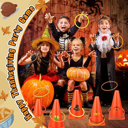 Jenaai 26 Pieces Fall Thanksgiving Ring Toss Game Outdoor Carnival Party Games Include 6 Pcs Fall
