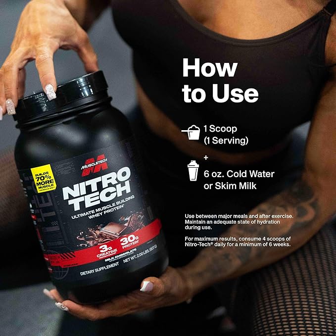 Whey Protein Powder | MuscleTech Nitro-Tech Whey Protein Isolate & Peptides | Lean Protein Powder