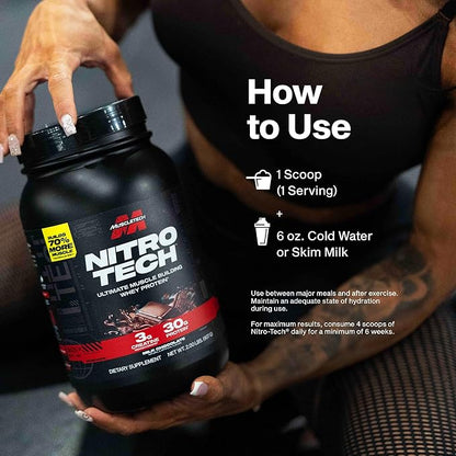Muscletech Whey Protein Powder (Strawberry, 4 Pound) - Nitro-Tech Ultimate Muscle Building Formula