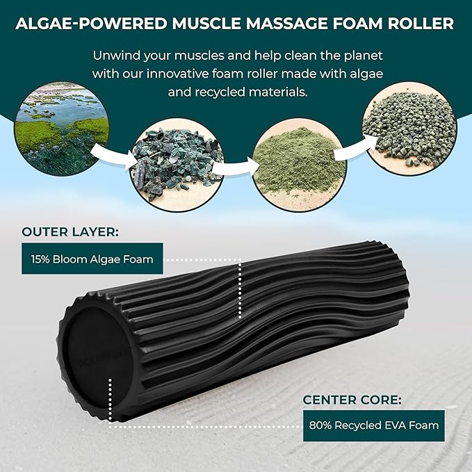 Oceanfoam Soft Tidal Roller (Black) - Low Density Foam Roller for Physical Therapy, Back Pain