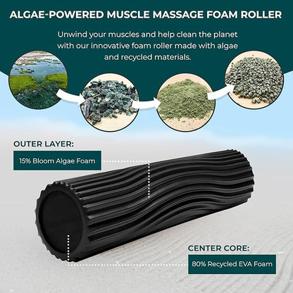Oceanfoam Soft Tidal Roller (Black) - Low Density Foam Roller for Physical Therapy, Back Pain