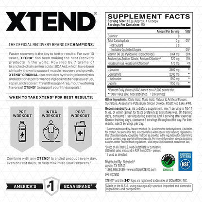 Xtend XTEND Original BCAA Powder 7g BCAA and 2.5g L-Glutamine, Sugar Free Post Workout Muscle